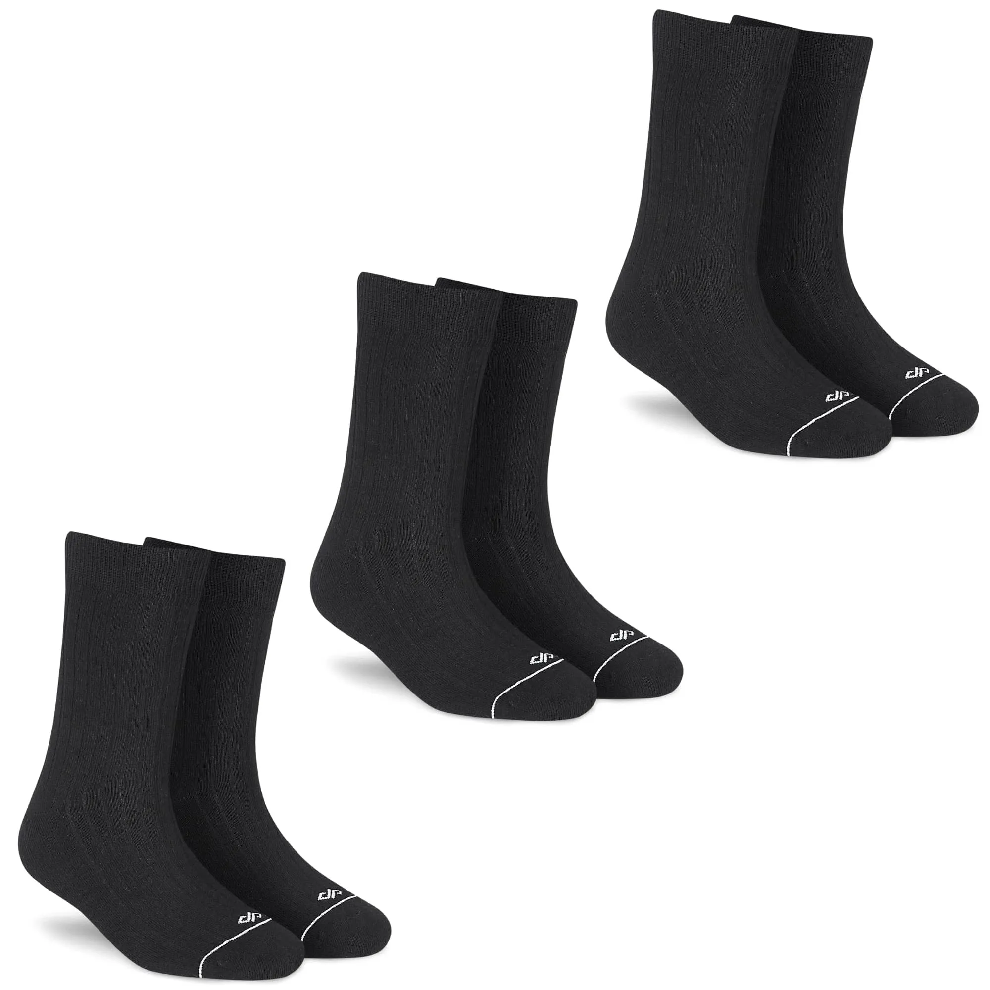 Solid Cotton Unisex Crew Black Socks - 3-Pair Set for All-Day Comfort