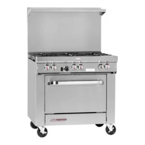 Southbend S36D 36.5" S-Series Stainless Steel Gas Restaurant Range with (6) Open Burners and (1) Standard Oven,Natural Gas,203,000 Total BTU