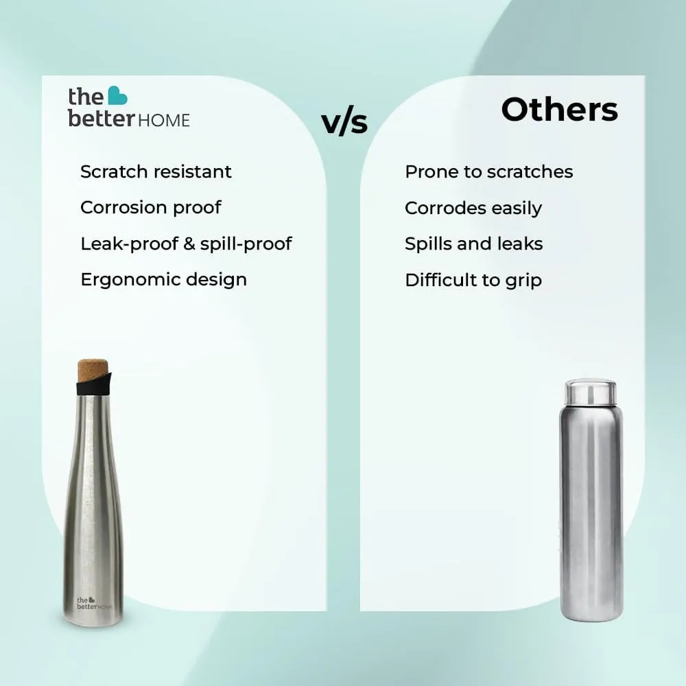 The Better Home 750ml Insulated Stainless Steel Water Bottle With Cork Cap | 8 hours Hot / 12 hours Cold | Hot And Cold Water For Office School Gym | Airtight | Leak Proof | BPA Free | pack of 20