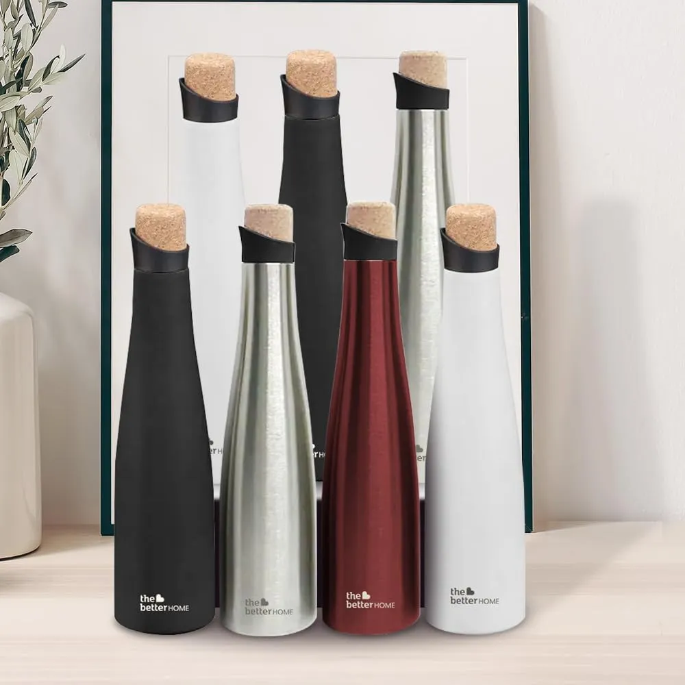 The Better Home 750ml Insulated Stainless Steel Water Bottle With Cork Cap | 8 hours Hot / 12 hours Cold | Hot And Cold Water For Office School Gym | Airtight | Leak Proof | BPA Free | pack of 20