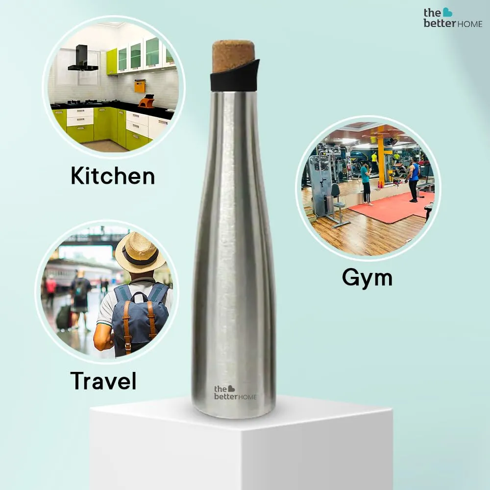 The Better Home 750ml Insulated Stainless Steel Water Bottle With Cork Cap | 8 hours Hot / 12 hours Cold | Hot And Cold Water For Office School Gym | Airtight | Leak Proof | BPA Free | pack of 20