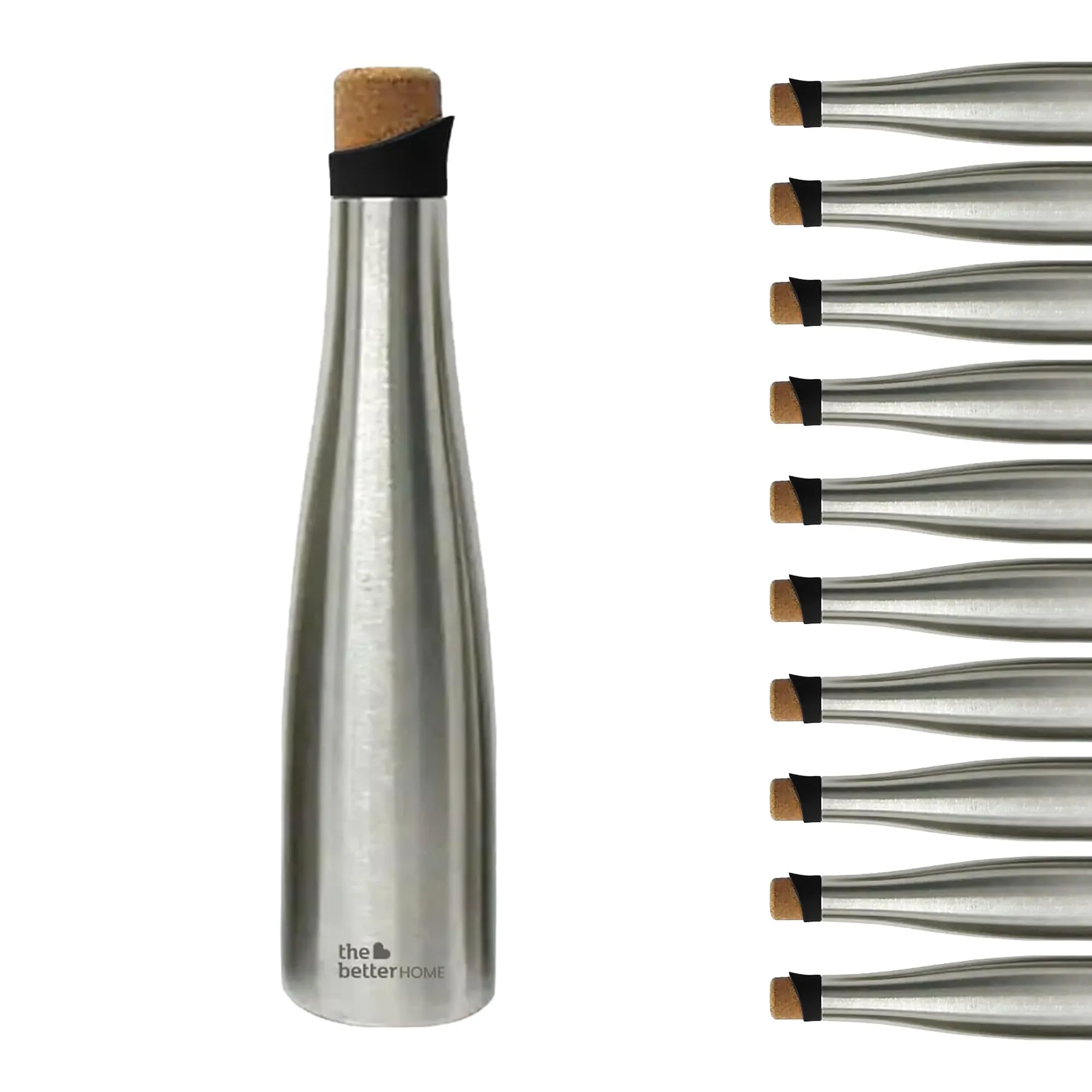 The Better Home 750ml Insulated Stainless Steel Water Bottle With Cork Cap | 8 hours Hot / 12 hours Cold | Hot And Cold Water For Office School Gym | Airtight | Leak Proof | BPA Free | pack of 20
