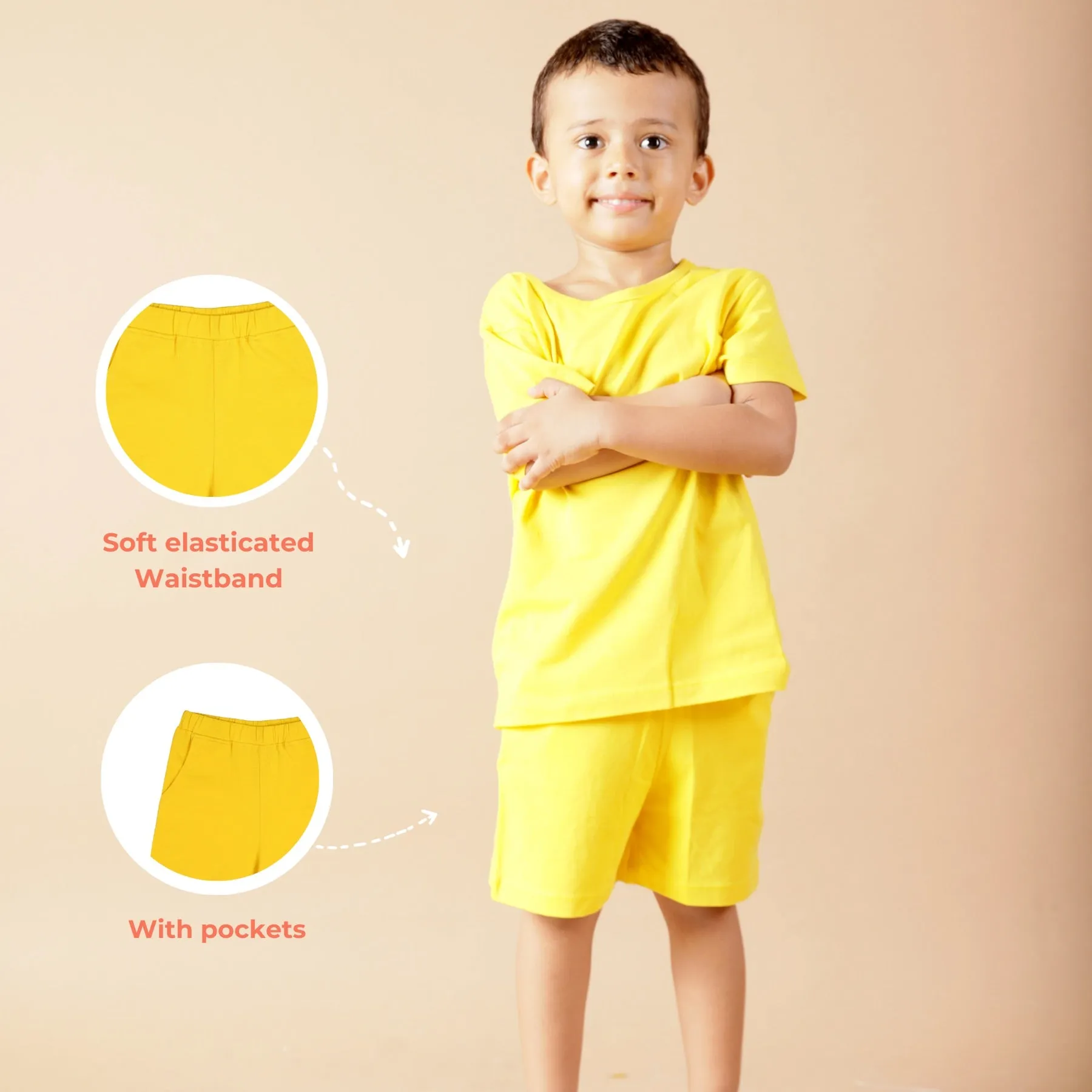 Unisex Organic Cotton Shorts- Dandelion Yellow