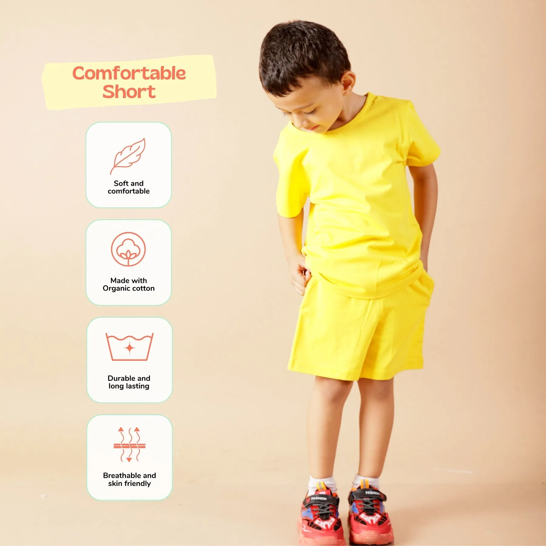 Unisex Organic Cotton Shorts- Dandelion Yellow
