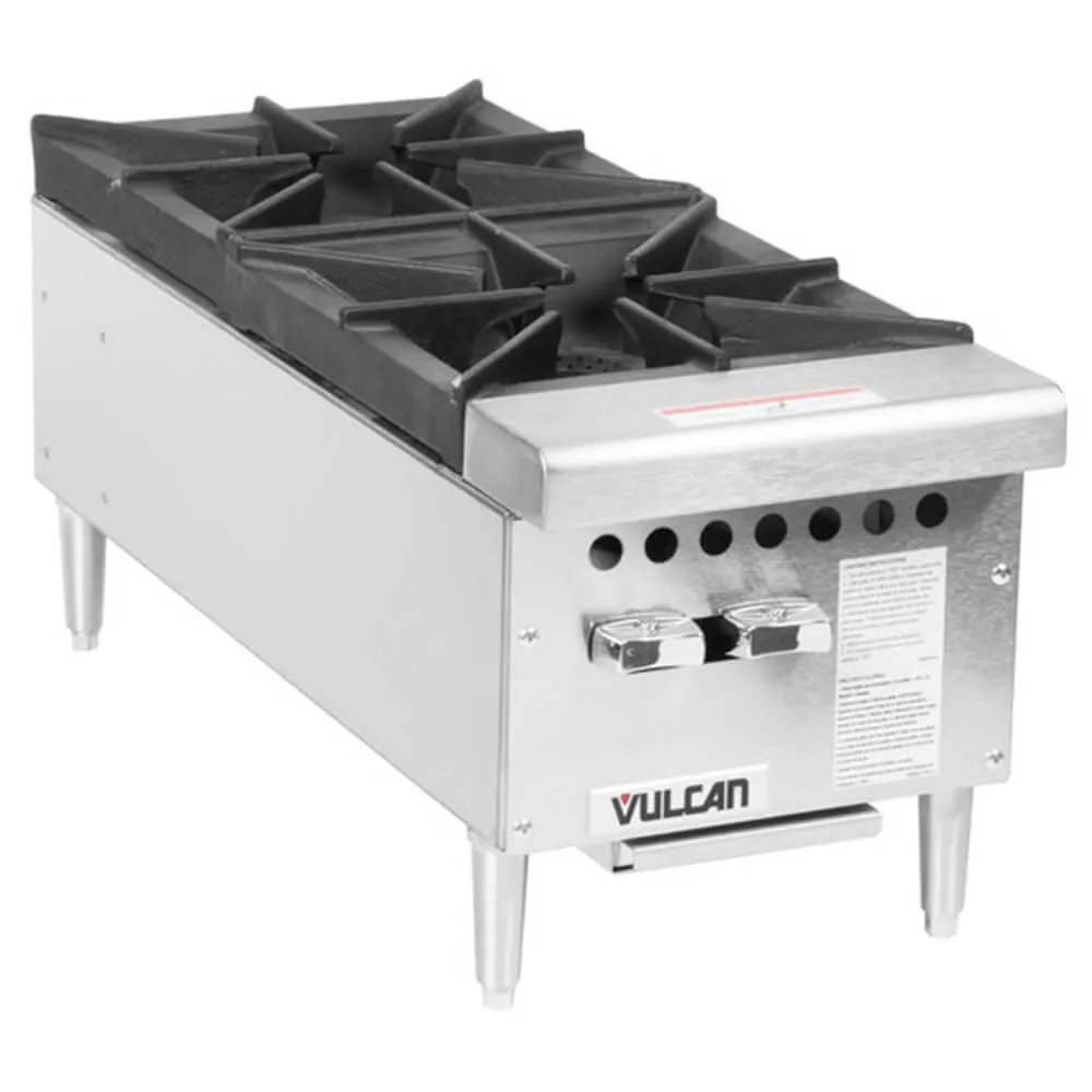 Vulcan VCRH12-1 Natural Gas 12" 2 Burner Countertop Range / Hot Plate - 50,000 BTU