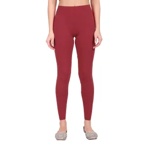 Women Maroon Breathable Long Length Legging