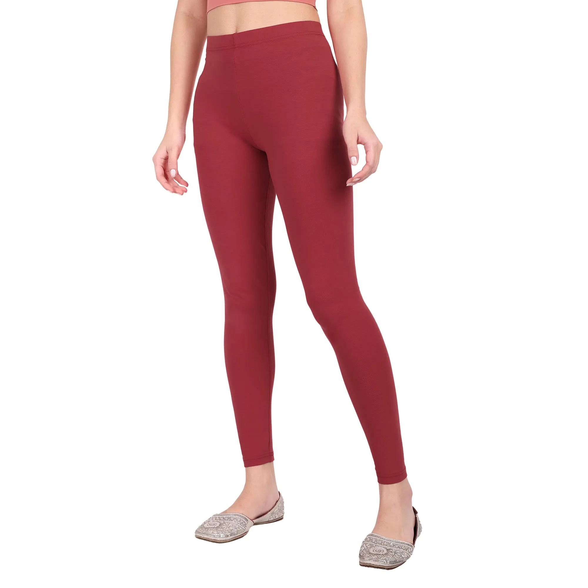 Women Maroon Breathable Long Length Legging