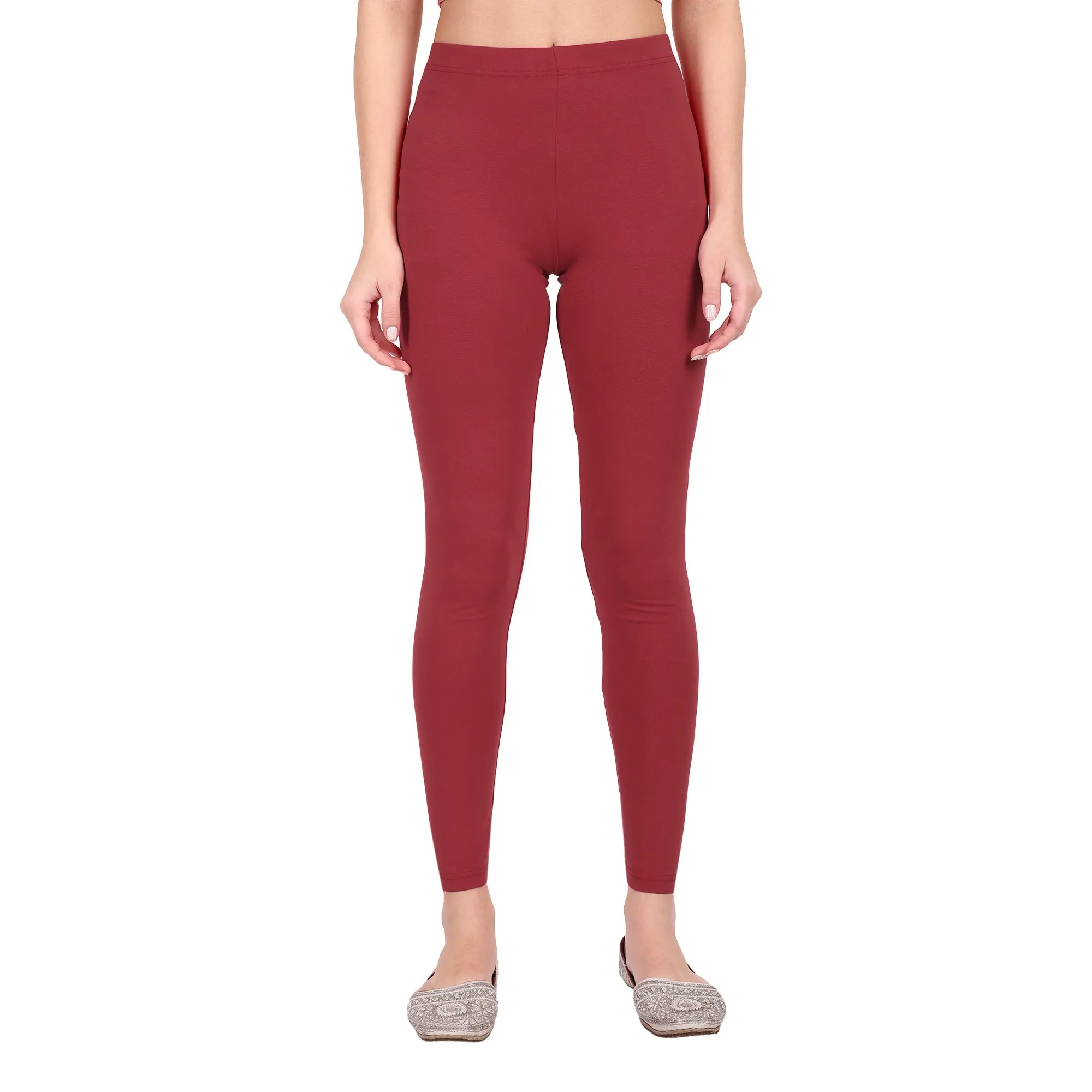 Women Maroon Breathable Long Length Legging