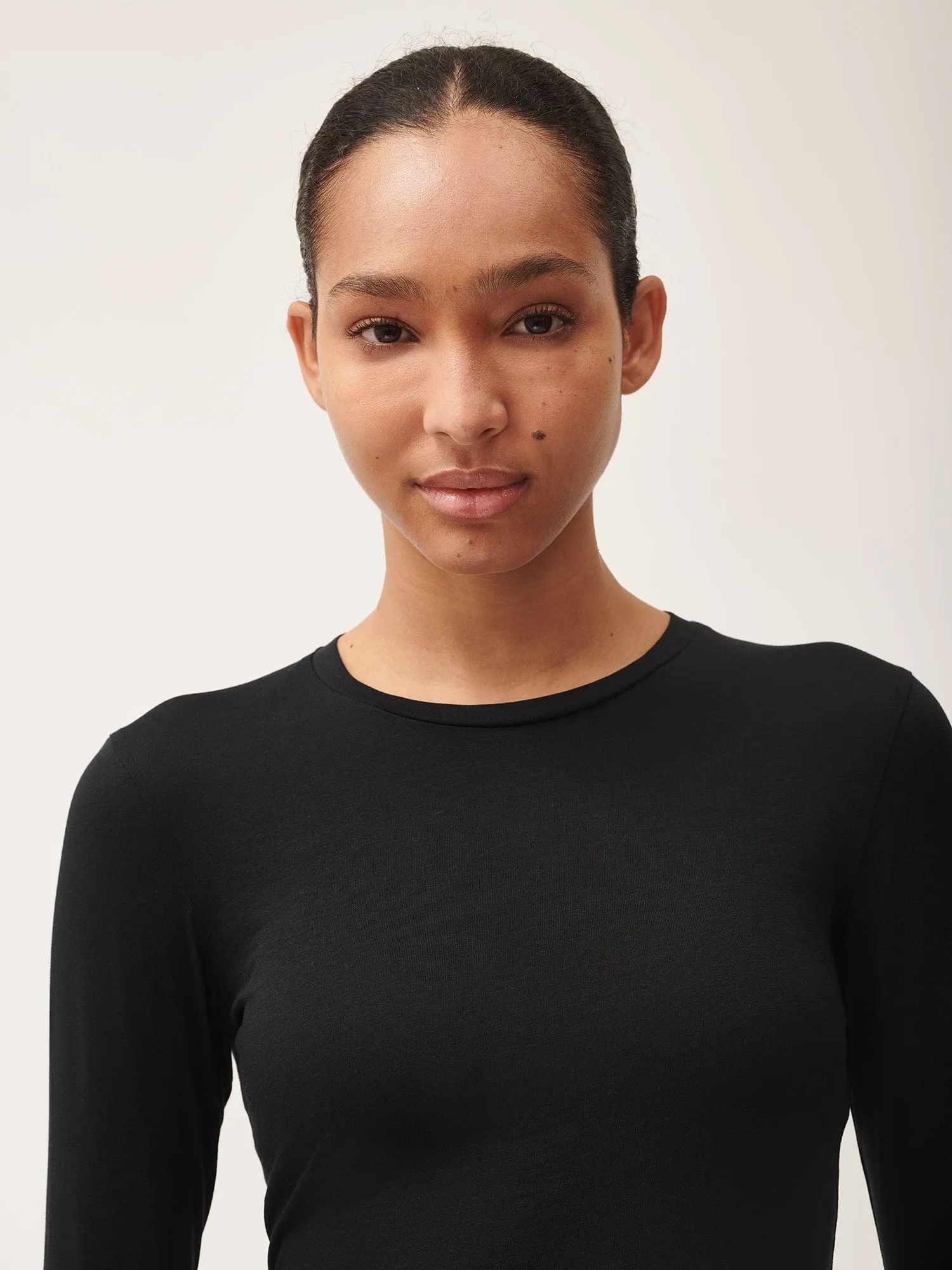 Womens 365 Cotton-Stretch Long-Sleeved Topblack