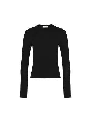 Womens 365 Cotton-Stretch Long-Sleeved Topblack